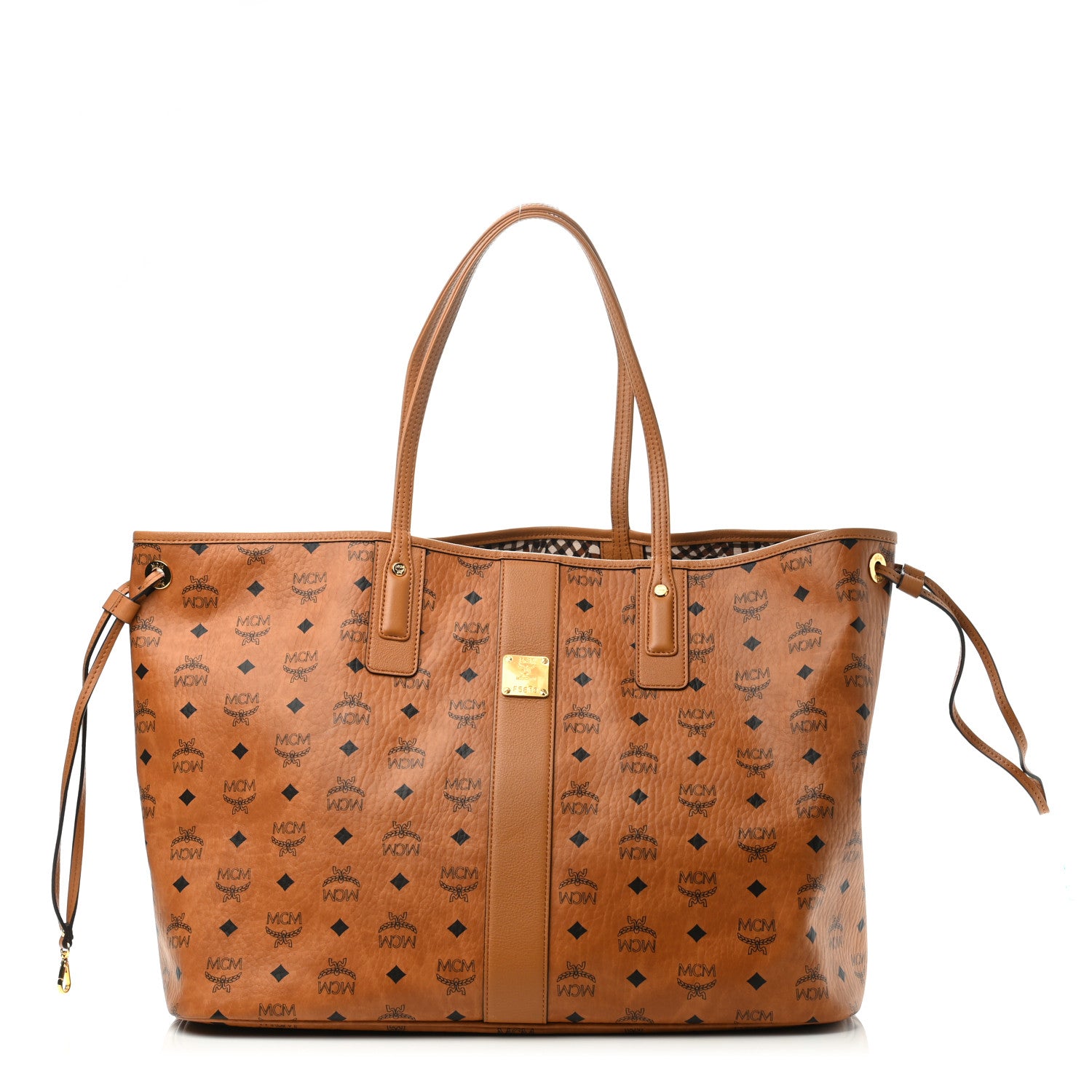 MCM Visetos Large Liz Reversible Shopper Tote Cognac 1 of 5