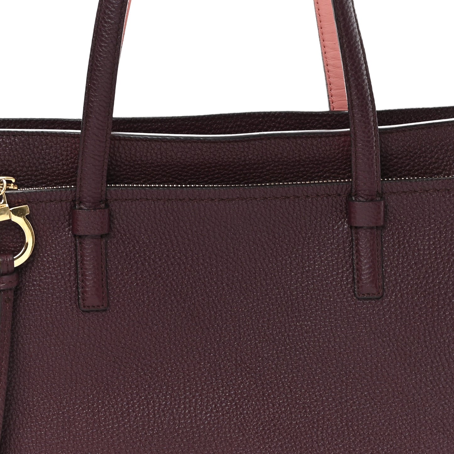 Hammered Calfskin Double Handle Medium Amy Tote Burgundy