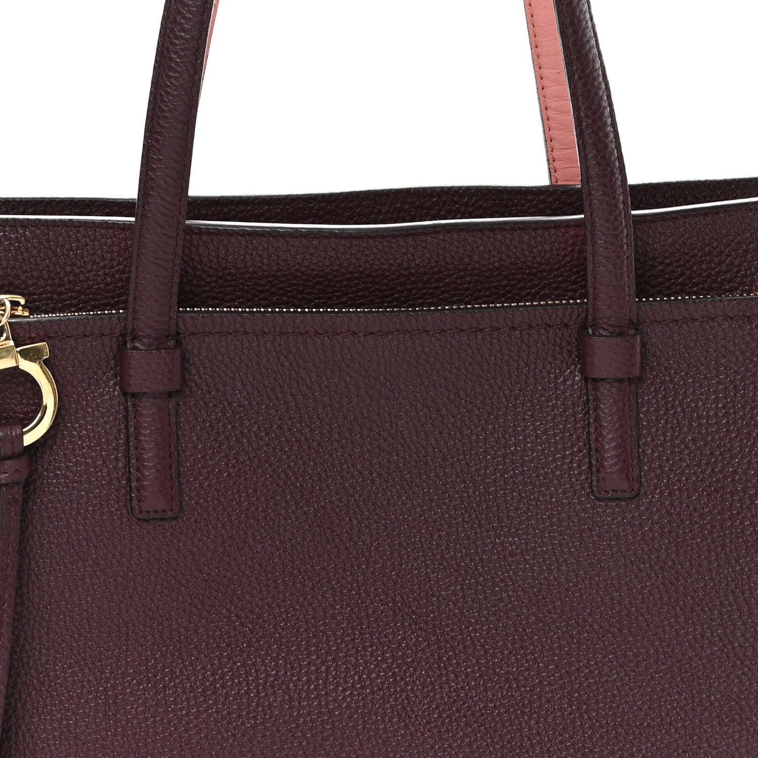 Salvatore Ferragamo Hammered Calfskin Double Handle Medium Amy Tote Burgundy 8 of 11