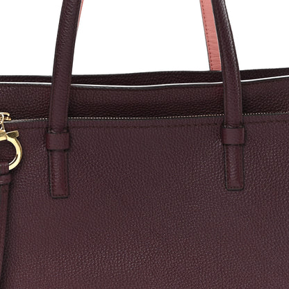 Salvatore Ferragamo Hammered Calfskin Double Handle Medium Amy Tote Burgundy 8 of 11