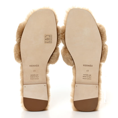 Hermes Woolskin Oran Sandals 41 Beige Argile 6 of 8