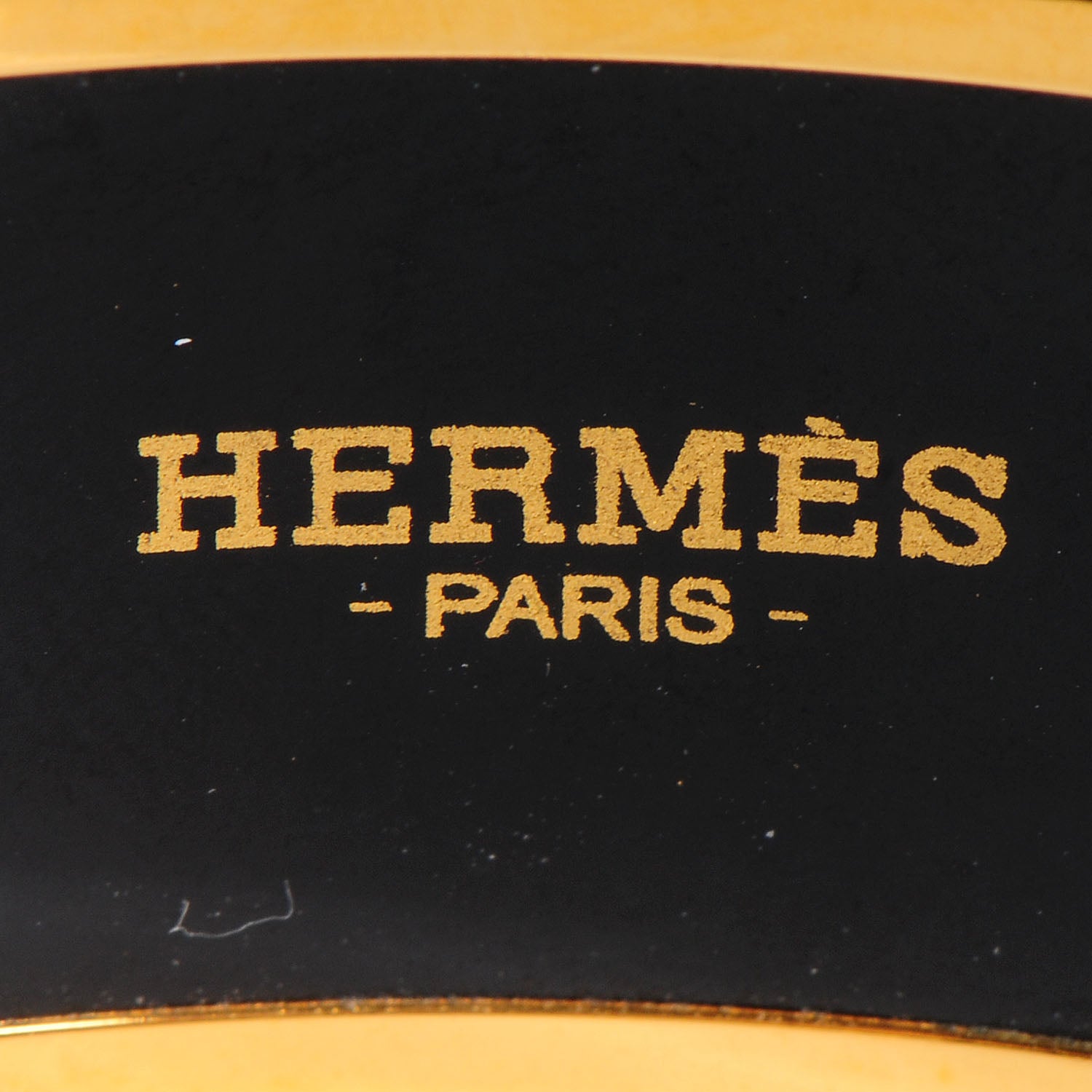 Hermes Enamel Printed Wide Balcons du Guadalquivir Bracelet 65 Gold 4 of 5