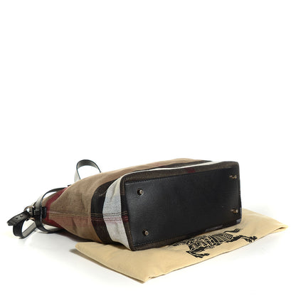 Burberry Canvas Mega Check Medium Traveler Tote Black 4 of 11