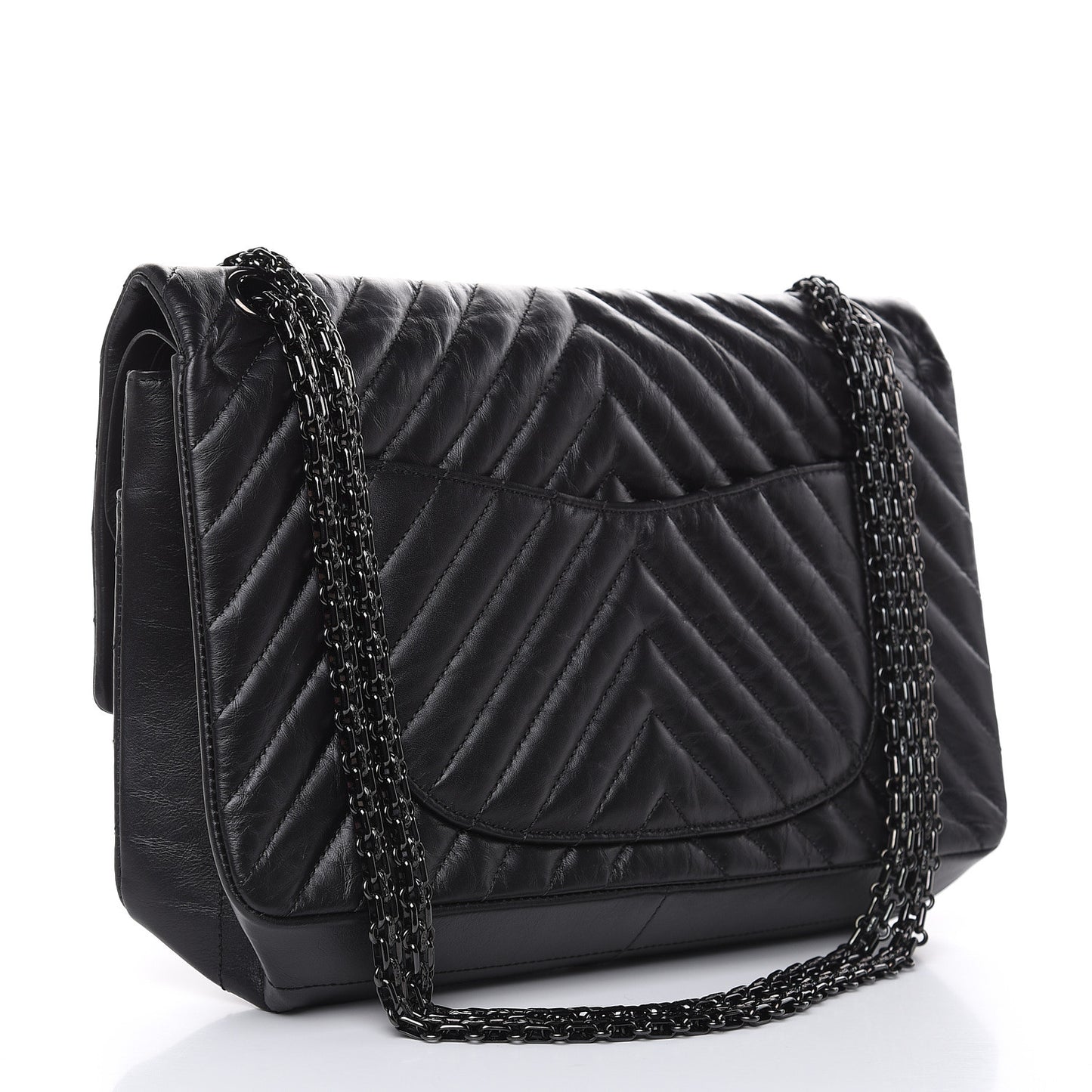 Aged Calfskin Chevron Quilted 2.55 Reissue 226 So Black