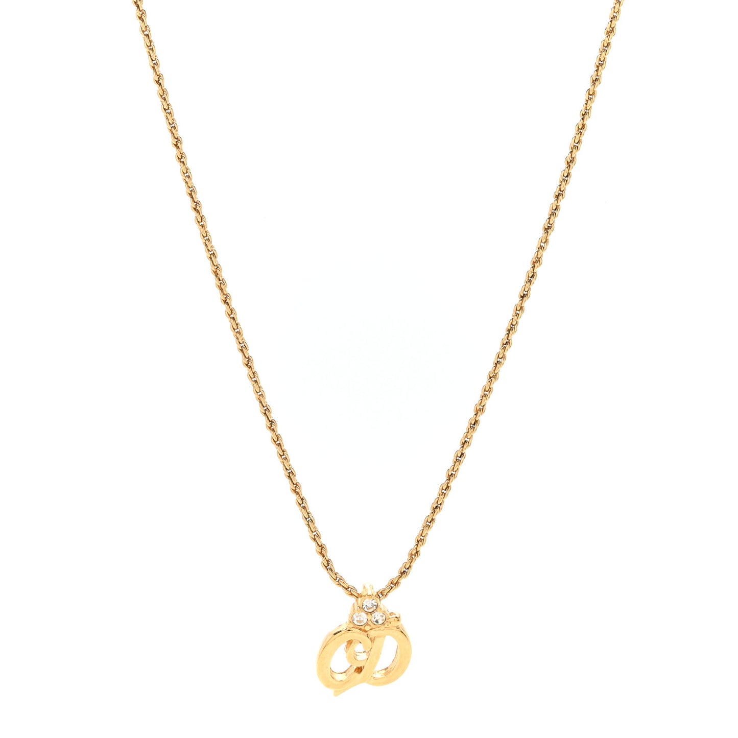 Metal Crystal CD Logo Pendant Necklace Gold