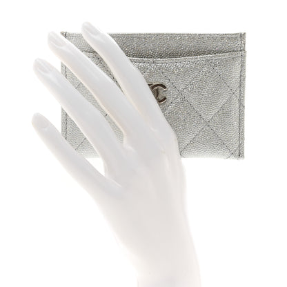 Chanel Glittered Metallic Caviar Quilted Card Holder Silver 4 of 9