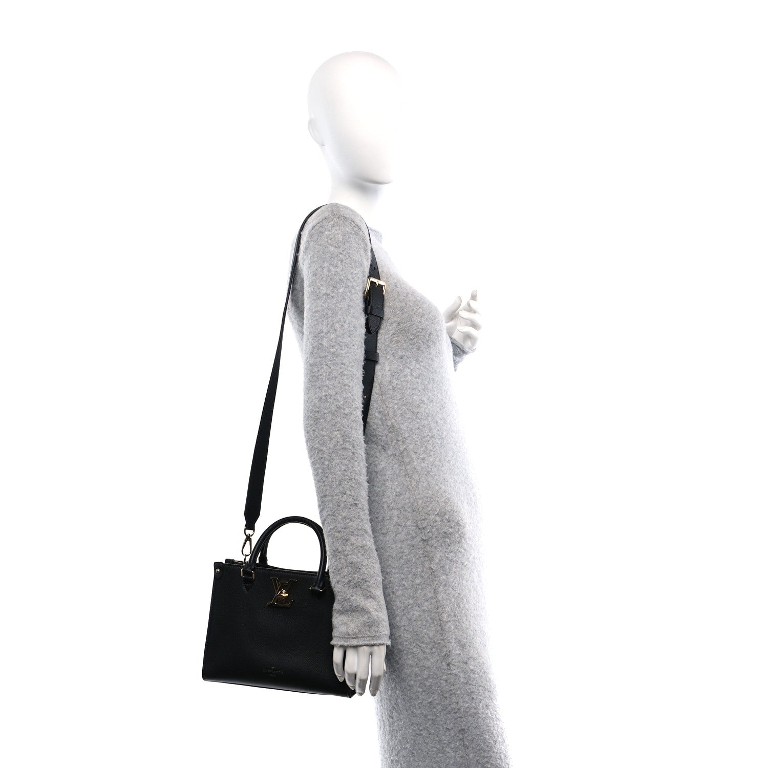 Louis Vuitton Calfskin Lock & Go Tote Black 2 of 9