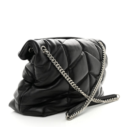 Saint Laurent Lambskin Quilted Medium Loulou Puffer Monogram Chain Satchel Black 3 of 10