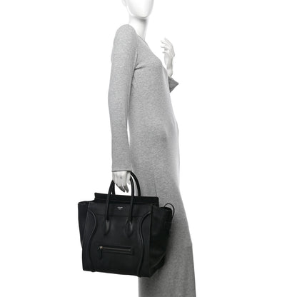 Celine Drummed Calfskin Mini Luggage Black 3 of 10