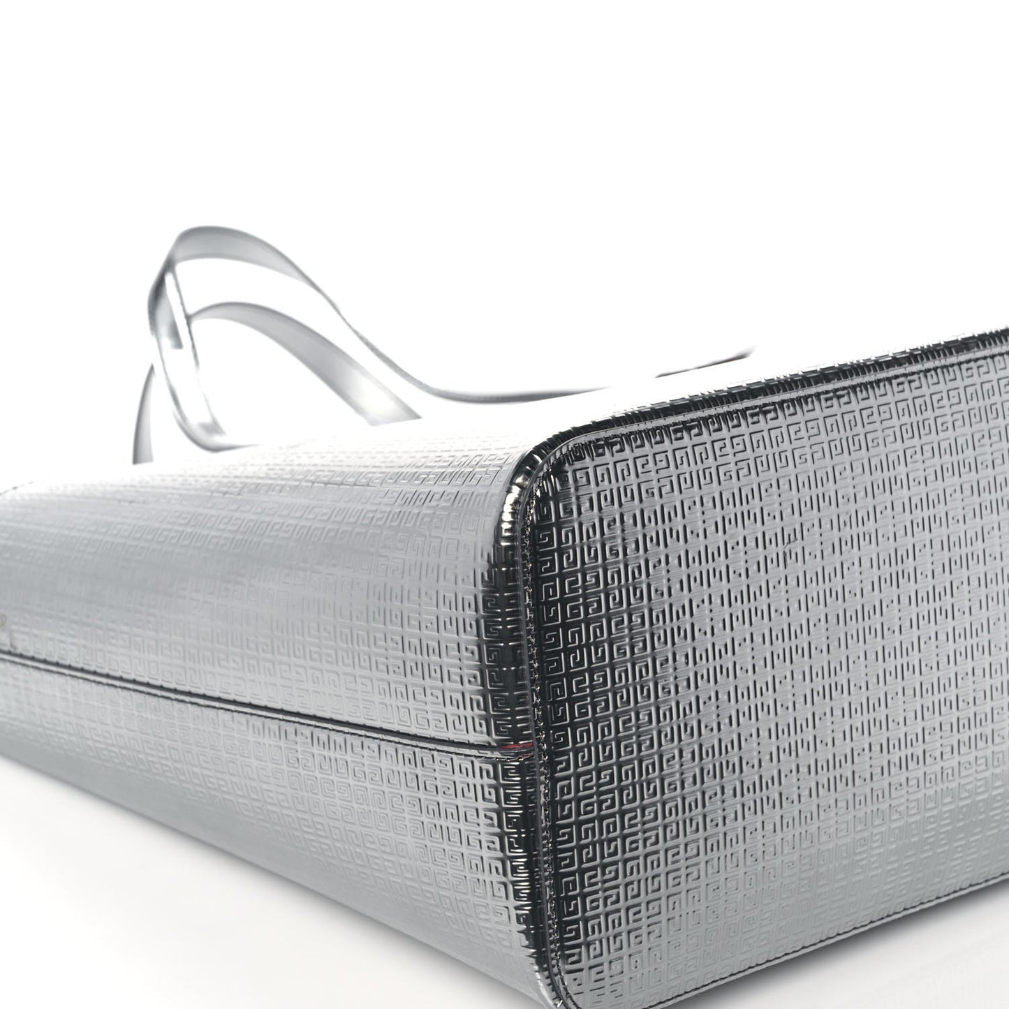Metallic Calfskin Logo Embossed Wing Shopper Tote Silver