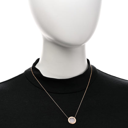 Tiffany 18K Rose Gold Diamond Pink Opal T Circle Pendant Necklace 2 of 5