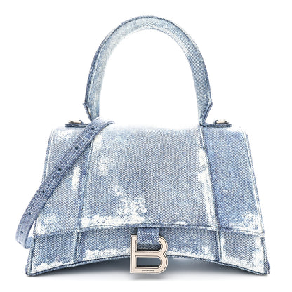 Balenciaga Nappa Denim Printed Small Hourglass Top Handle Bag Denim Blue 1 of 10