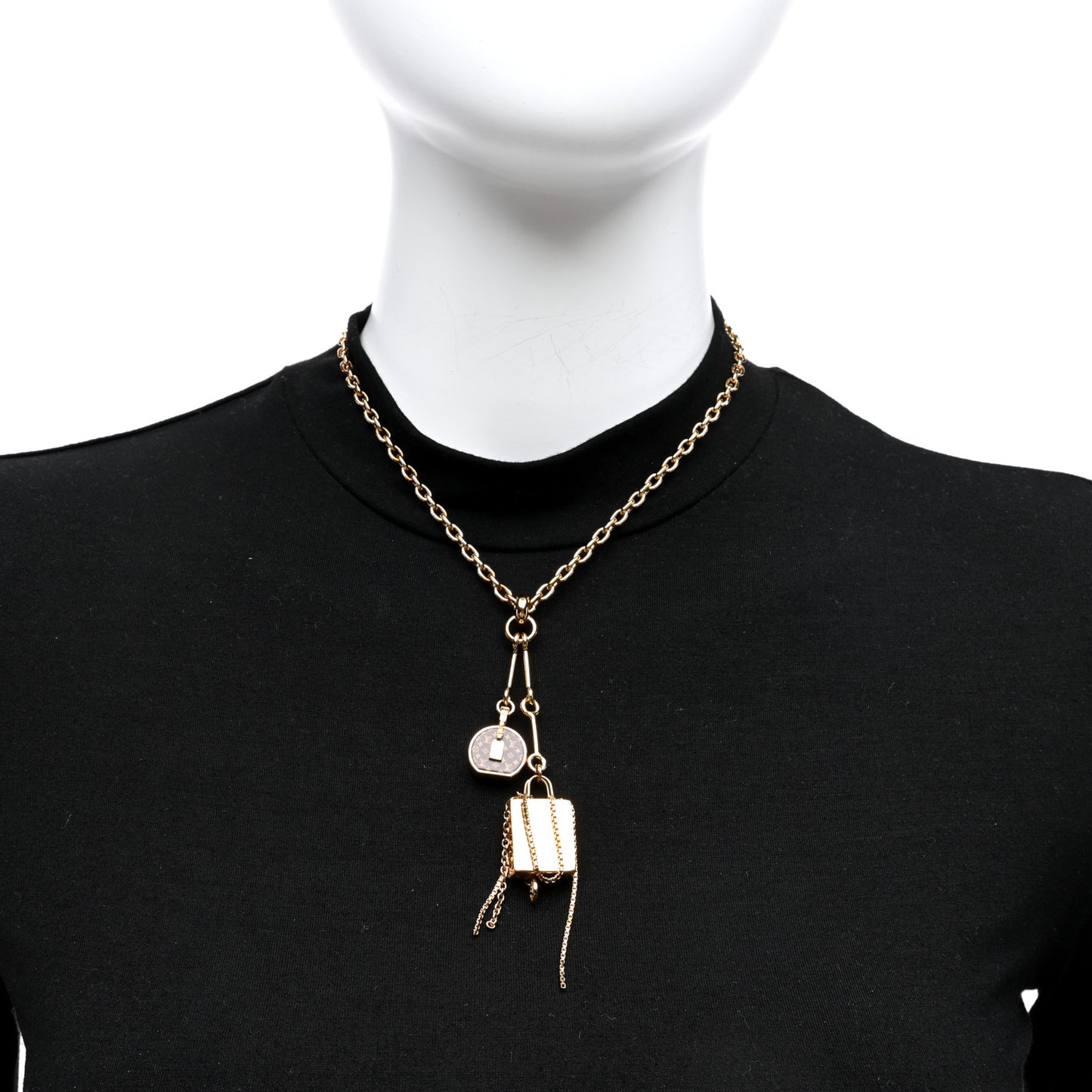 Metal Mini Boite Chapeau Pendant Necklace Gold