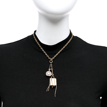 Louis Vuitton Metal Mini Boite Chapeau Pendant Necklace Gold 2 of 4