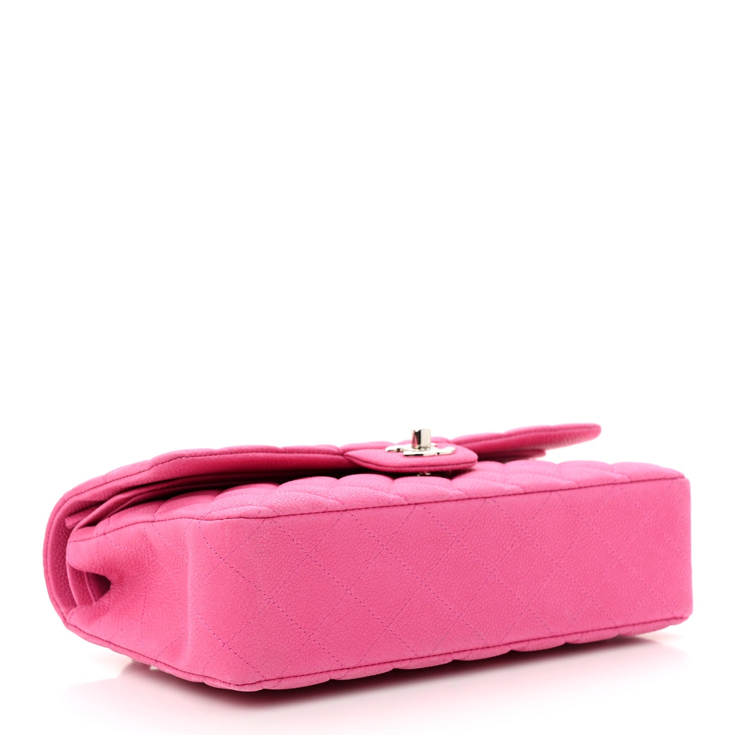 Iridescent Caviar Quilted Medium Double Flap Pink