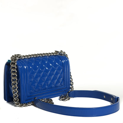 Chanel Patent Calfskin Small Boy Flap Plexiglass Bright Blue 3 of 9