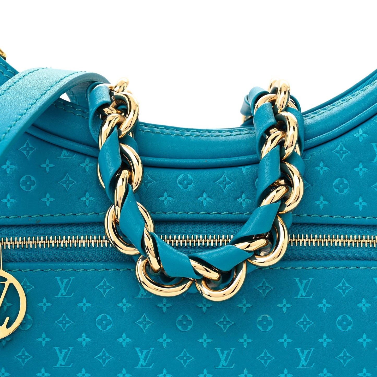 Calfskin Nanogram Embossed Loop PM Bleu