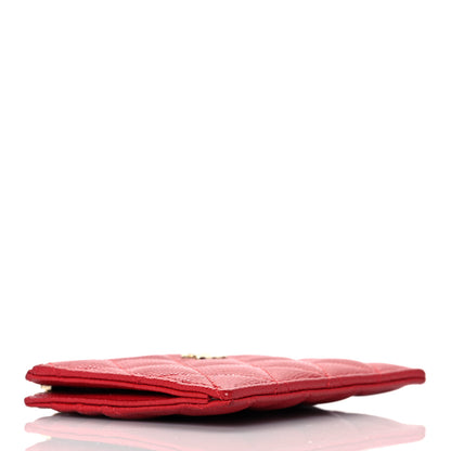 Chanel Caviar Quilted CC Zip Card Holder Red 4 of 8