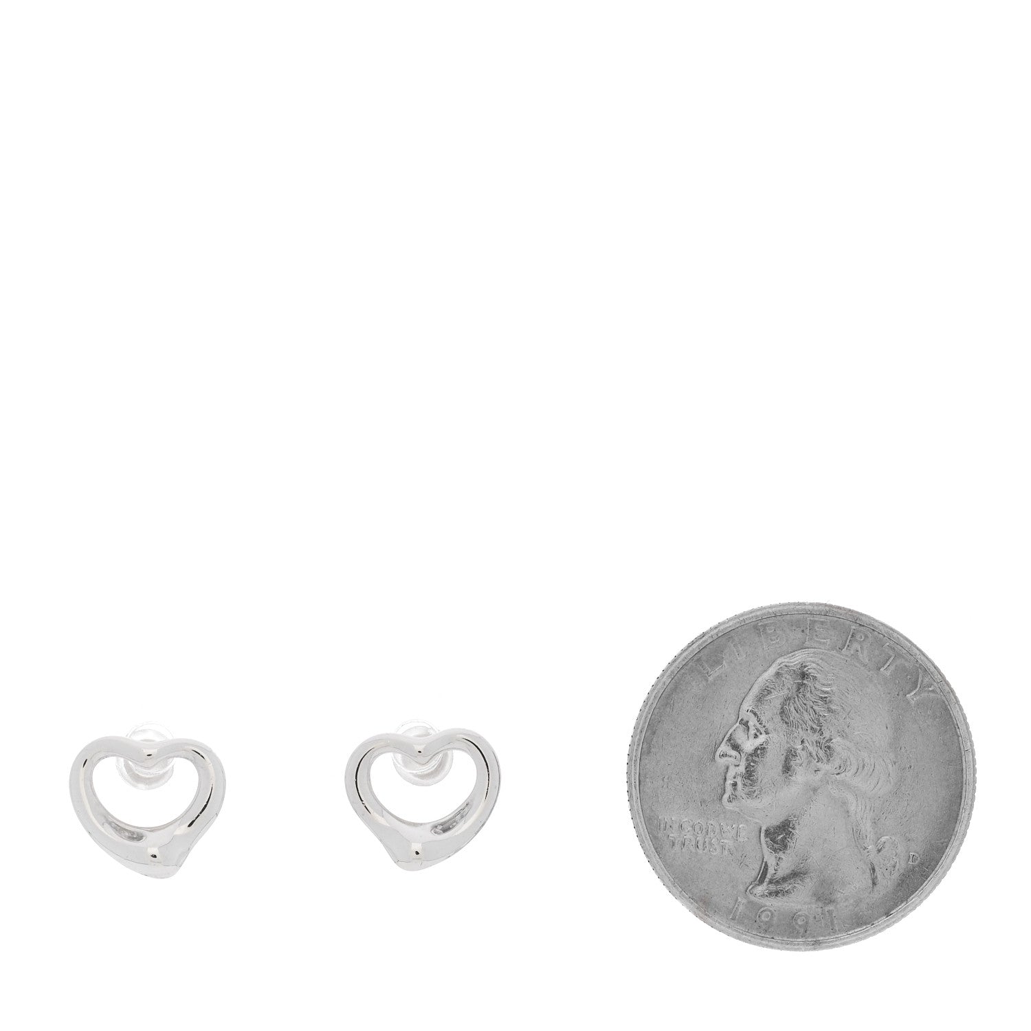 Tiffany Sterling Silver Elsa Peretti 11mm Open Heart Earrings 2 of 4