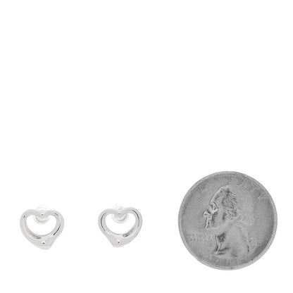Tiffany Sterling Silver Elsa Peretti 11mm Open Heart Earrings 2 of 4