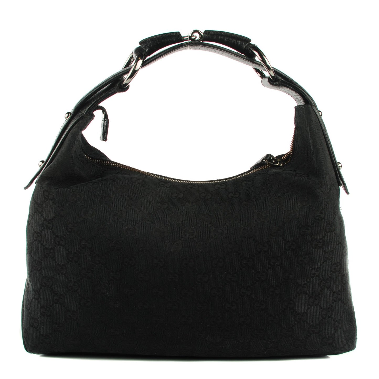 Monogram Medium Horsebit Chain Hobo Black