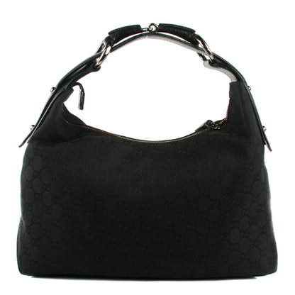 Gucci Monogram Medium Horsebit Chain Hobo Black 1 of 7