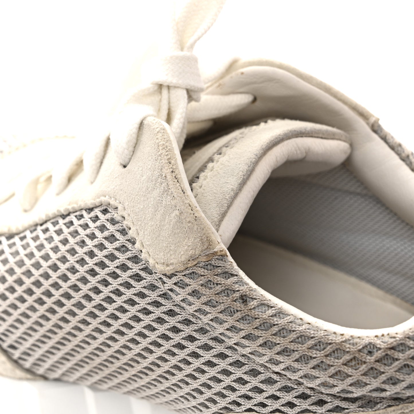 Air Mesh Suede Goatskin Bouncing Sneakers 35 Gris Lulea White