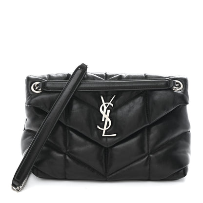 Saint Laurent Lambskin Quilted Small Loulou Puffer Monogram Chain Satchel Black 1 of 10