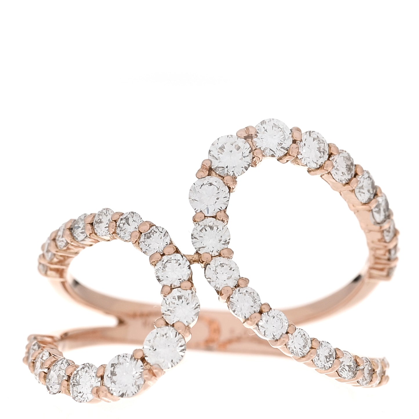 18K Rose Gold Diamond 1.00ctw Double Loop Ring 52 6
