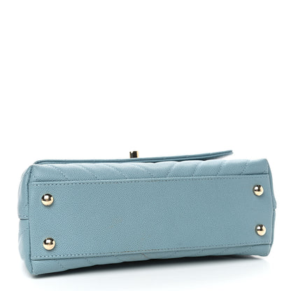 Chanel Caviar Chevron Quilted Mini Coco Handle Flap Sky Blue 3 of 4