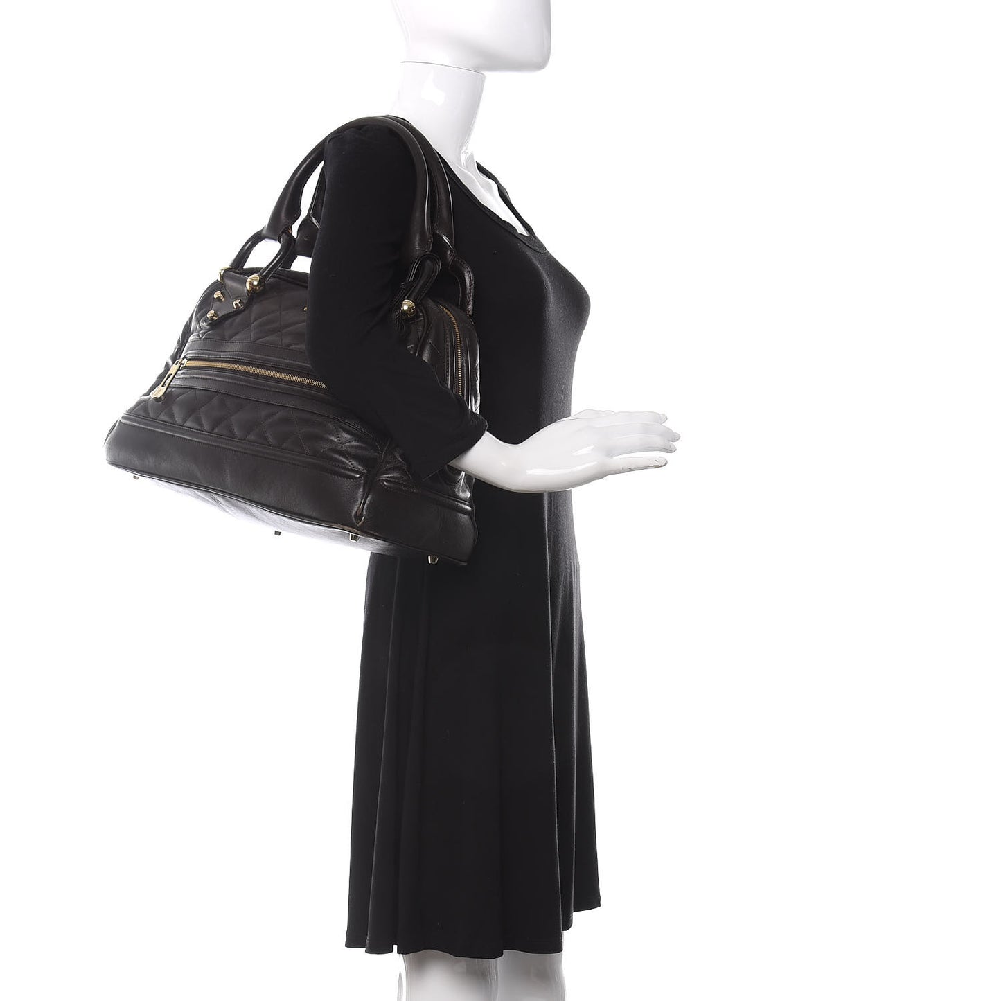 Lambskin Quilted Westbury Tote Dark Brown