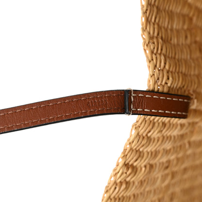 Loewe Raffia Calfskin Shell Basket Tote Natural Pecan 7 of 11