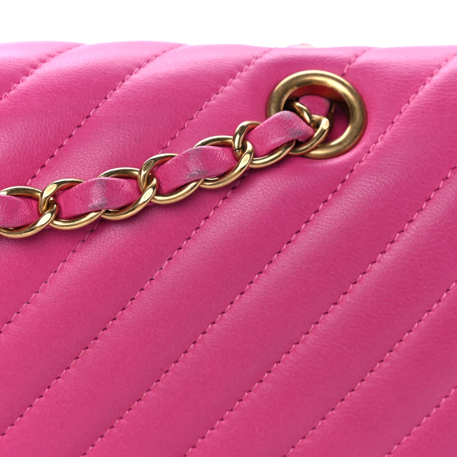 Chanel Lambskin Chevron Quilted Medium Double Flap Pink 12 of 17