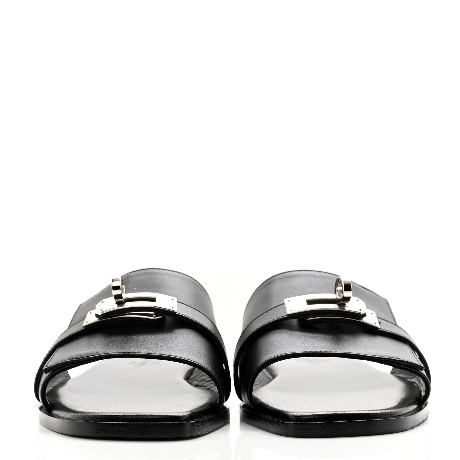 Hermes Calfskin Giulia Sandals 35.5 Black 2 of 10