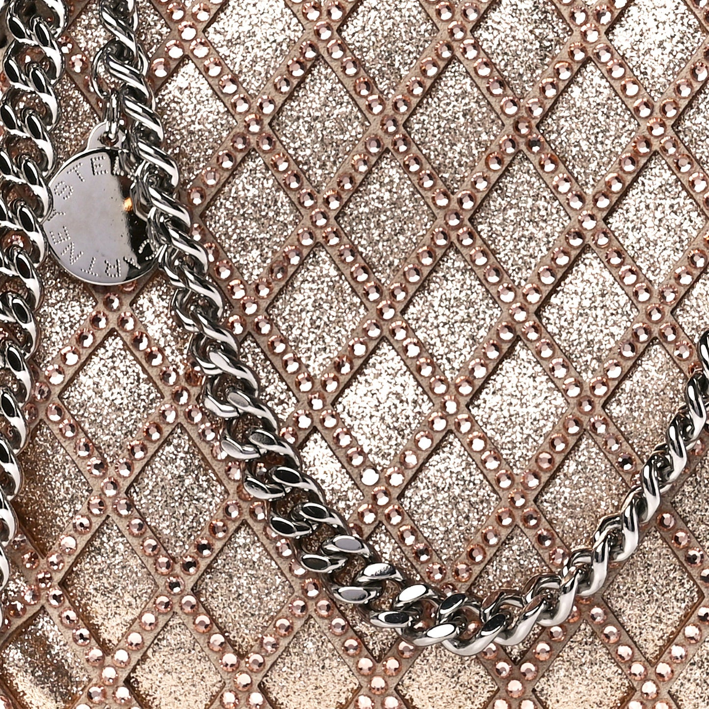 Metallic Eco Alter Suede Crystal Tiny Falabella Crossbody Bag Blush