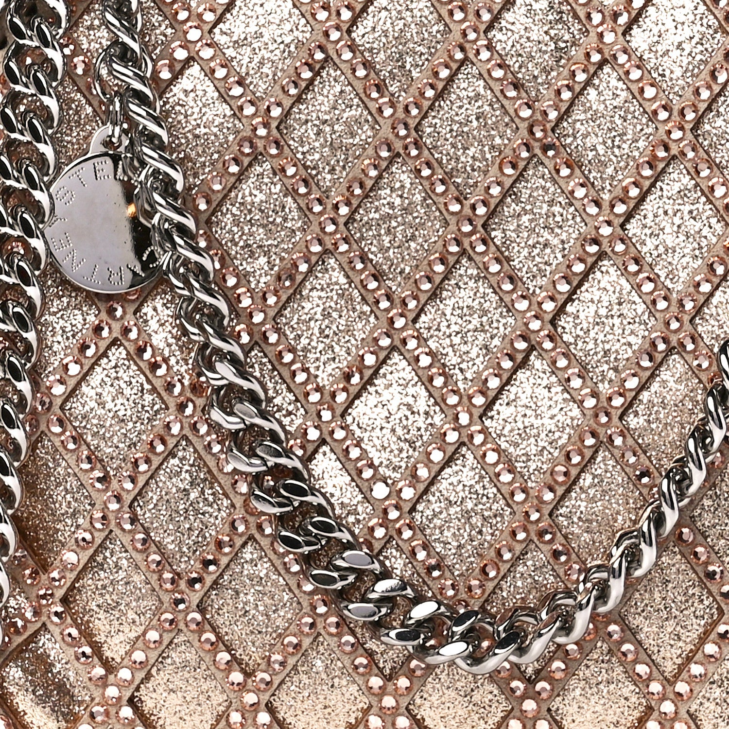 Stella McCartney Metallic Eco Alter Suede Crystal Tiny Falabella Crossbody Bag Blush 7 of 11