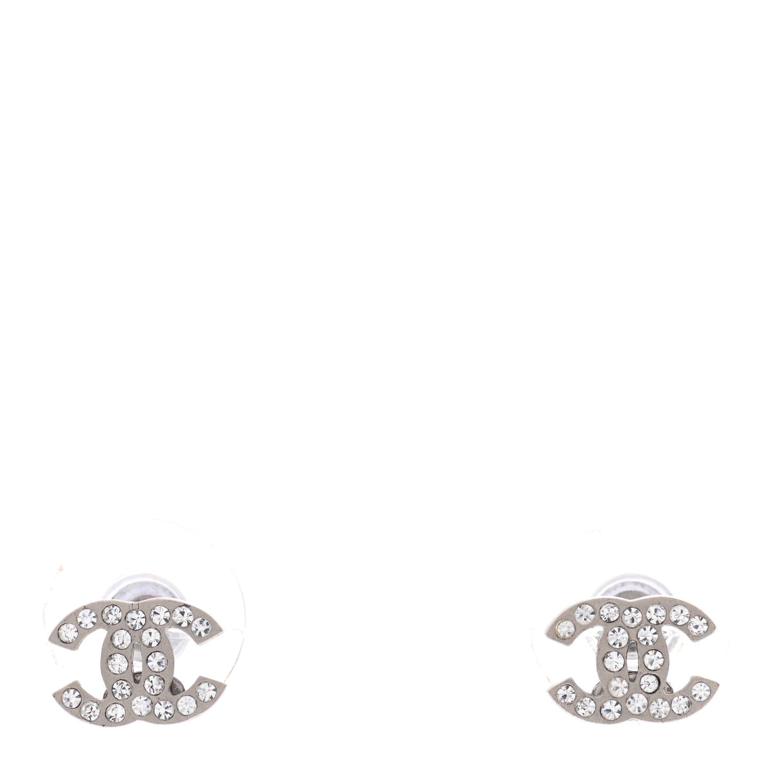 Chanel Crystal Mini Timeless CC Earrings Silver 1 of 5