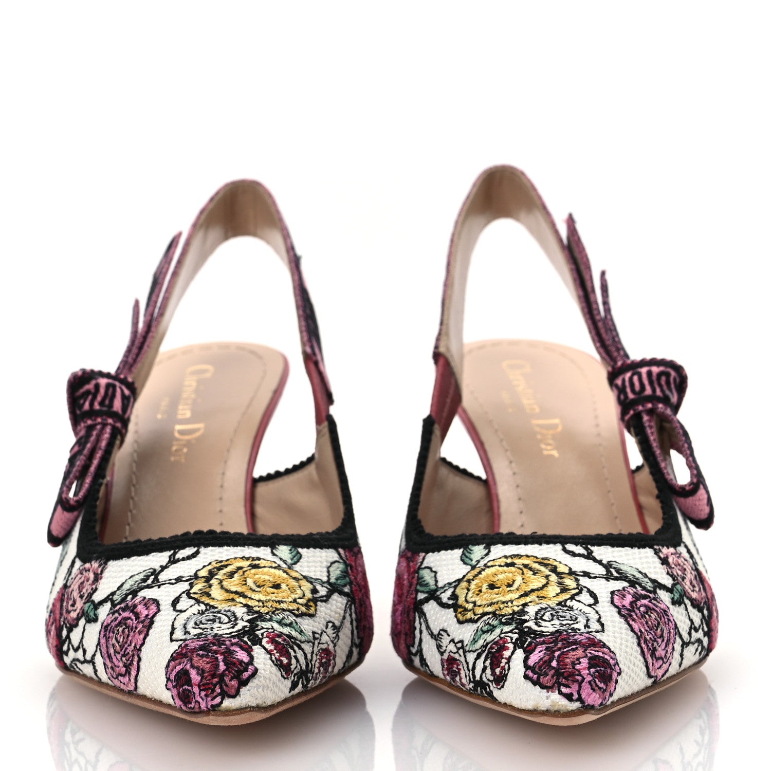 Christian Dior Canvas Embroidered Florilegio Ribbon J'Adior Slingback 65mm Pumps 37.5 White Multicolor 3 of 14