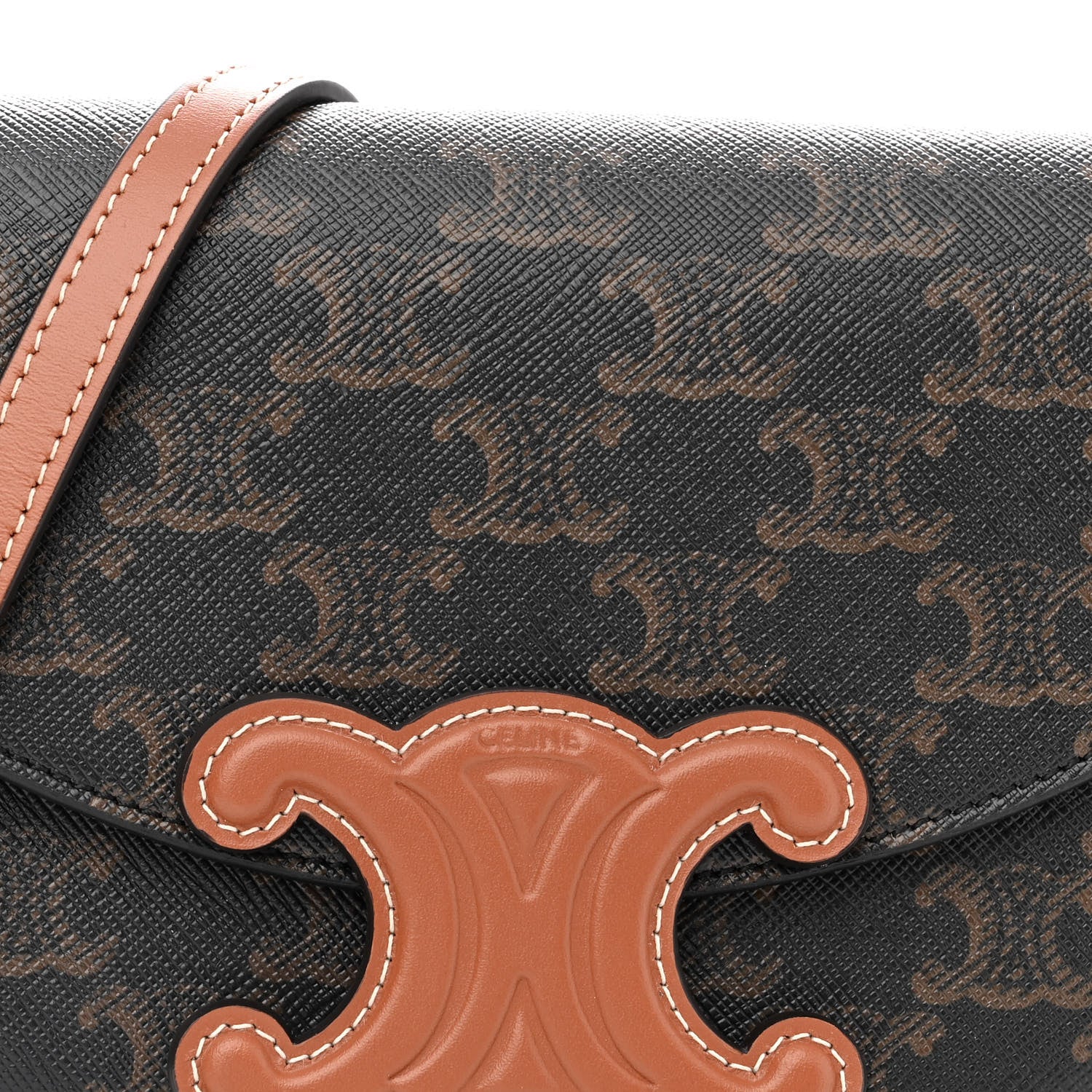 Celine Calfskin Triomphe Canvas Besace Tan 5 of 9