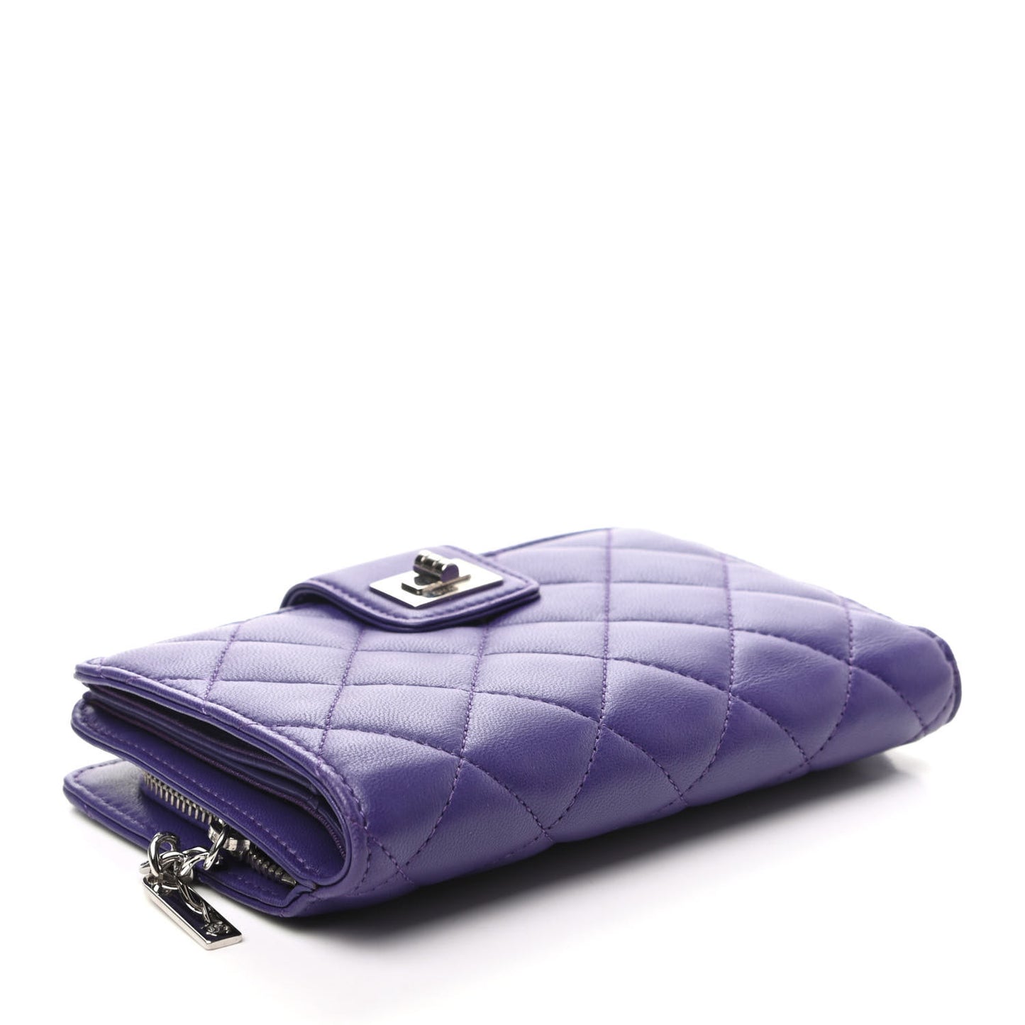Lambskin Quilted Reissue Zipped Pocket Wallet Purple.
