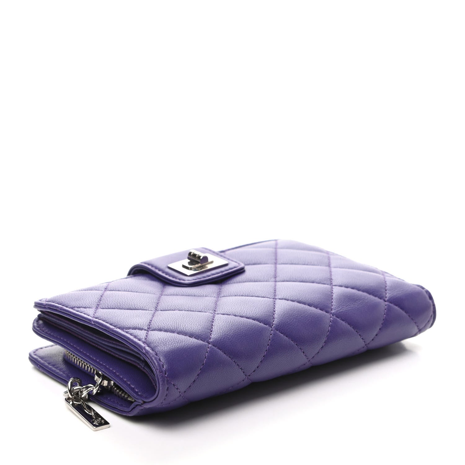 Chanel Lambskin Quilted Reissue Zipped Pocket Wallet Purple. 4 of 11