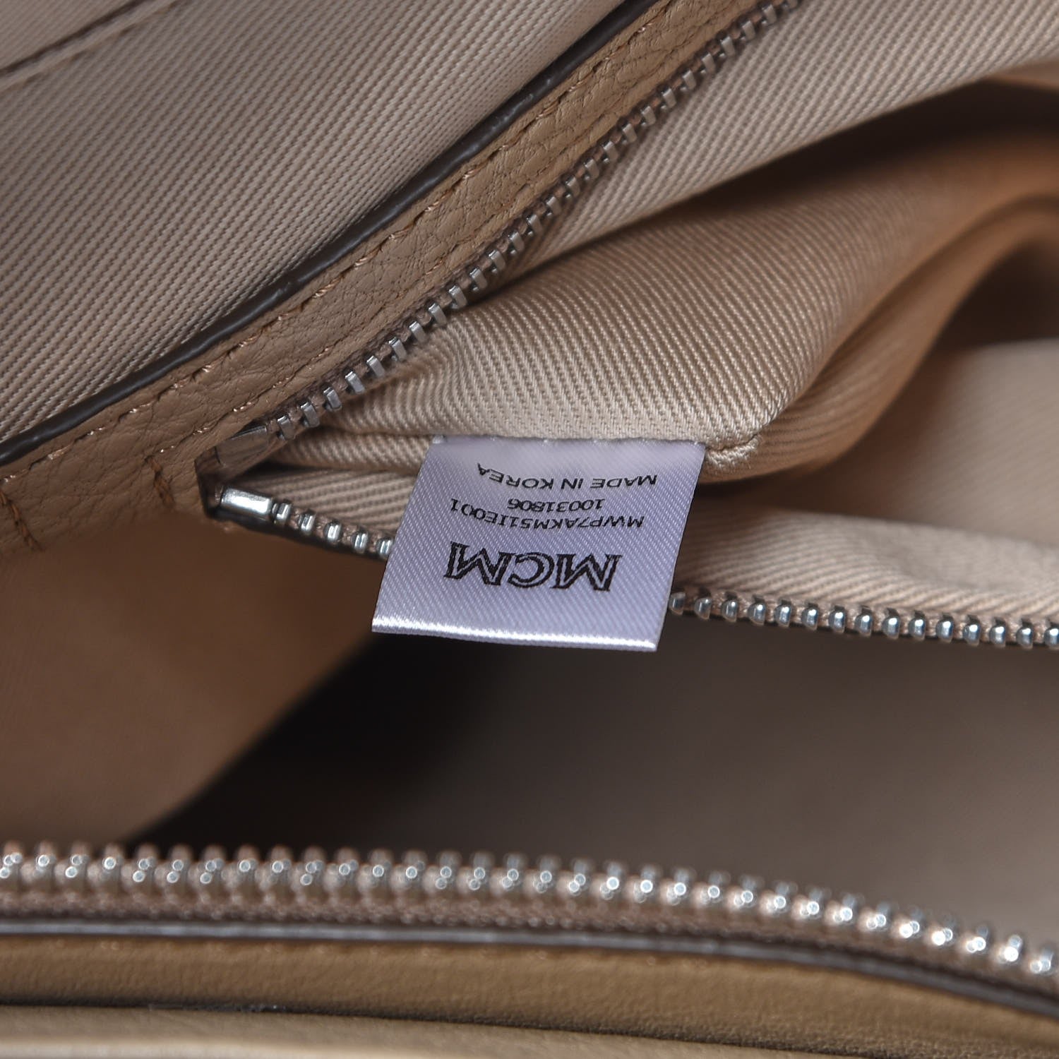 MCM Calfskin Ottomar Monogram Medium Klara Top Zip Tote New Beige 6 of 7
