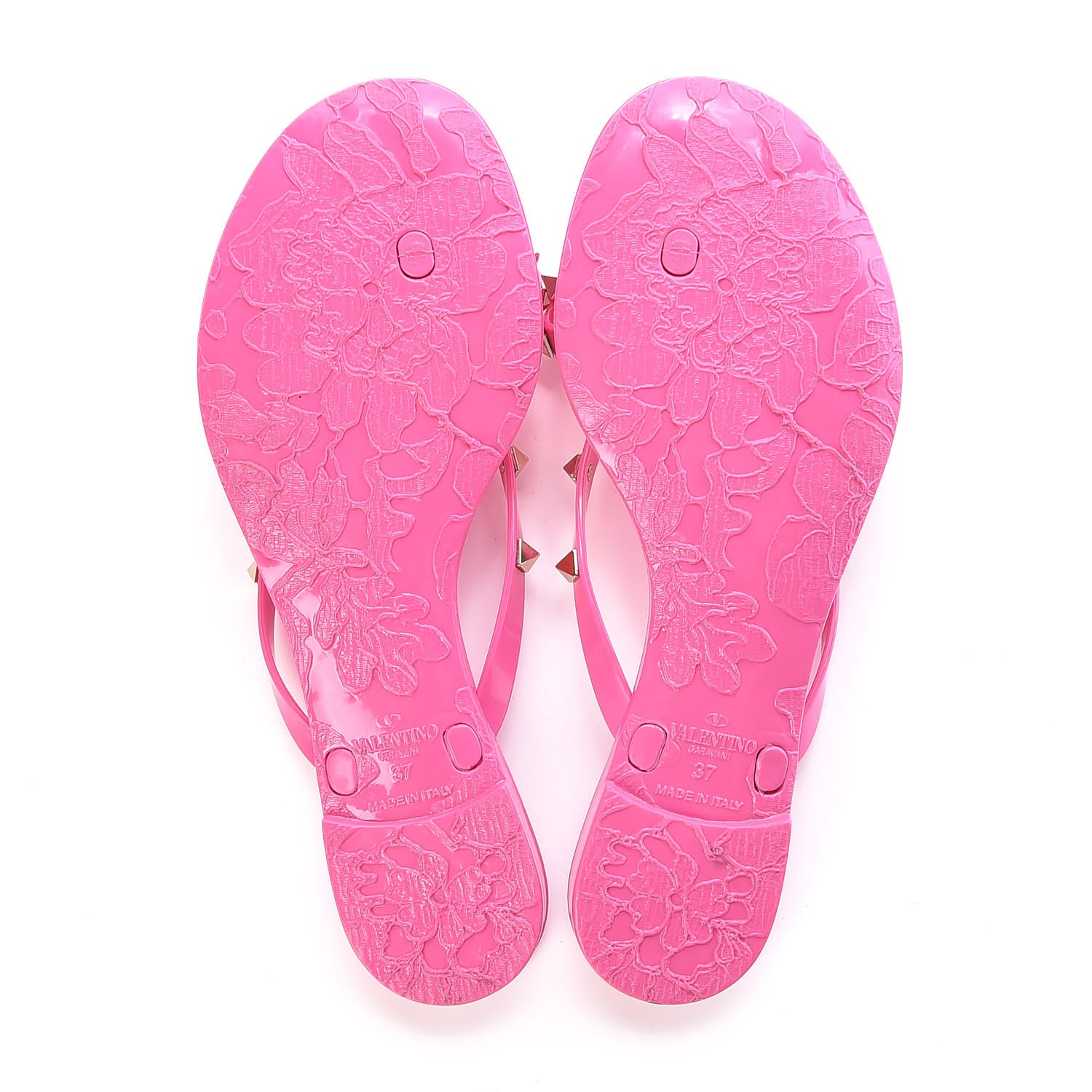 Valentino Garavani PVC Jelly Rockstud Bow Thong Sandals 37 Fuxia Fluo 5 of 10