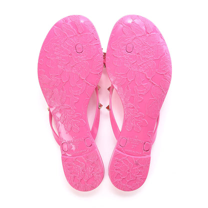Valentino Garavani PVC Jelly Rockstud Bow Thong Sandals 37 Fuxia Fluo 5 of 10