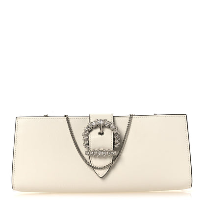 Jimmy Choo Calfskin Crystal Cheri Clutch White 1 of 10
