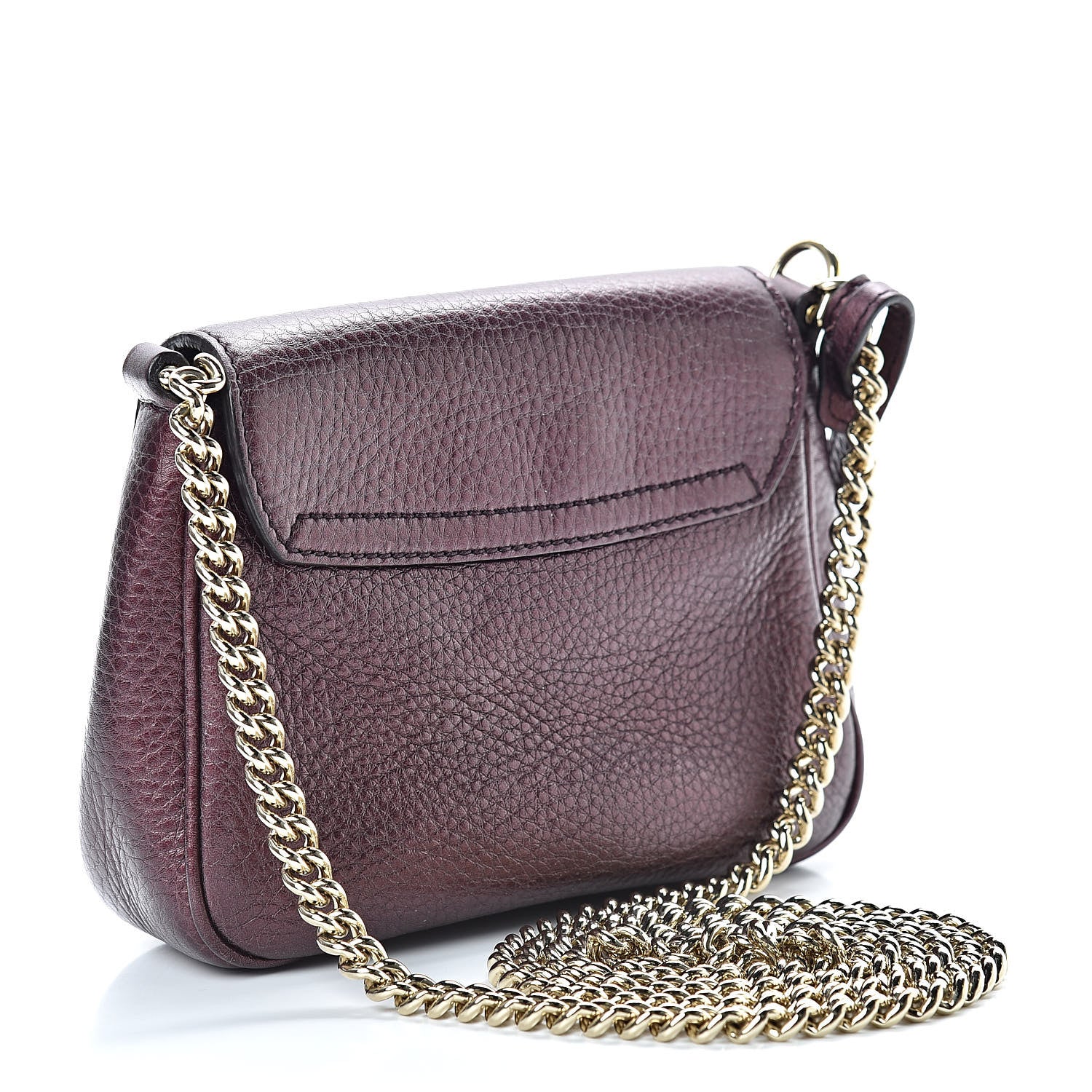 Gucci Metallic Pebbled Calfskin Small Soho Flap Crossbody Burgundy 3 of 14