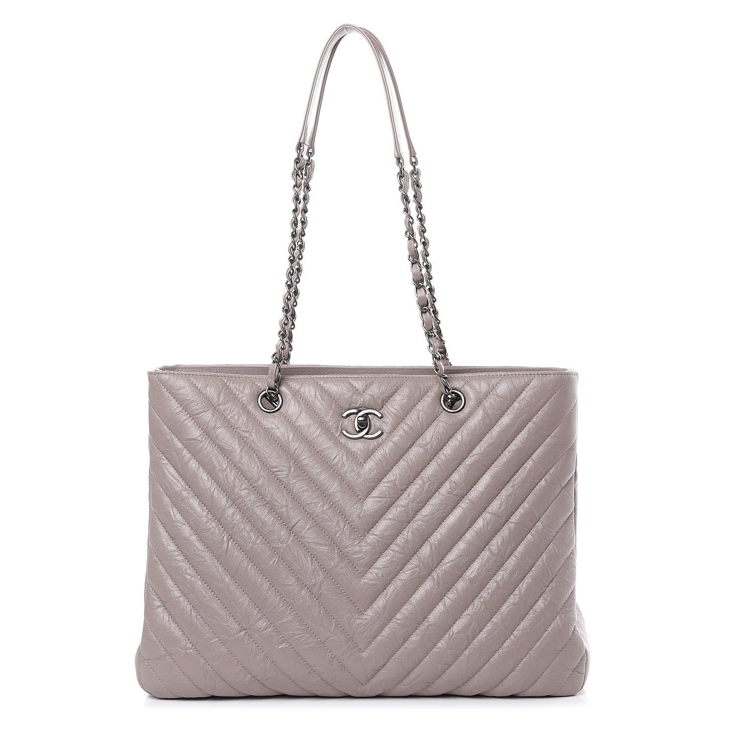 Chanel Aged Calfskin Chevron Quilted Timeless Tote Grey 1 of 15