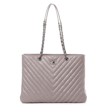 Chanel Aged Calfskin Chevron Quilted Timeless Tote Grey 1 of 15