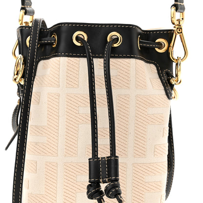 Fendi Canvas Vitello King F is Fendi FF Embroidered Mini Mon Tresor Bucket Bag Grezzo Black 8 of 10