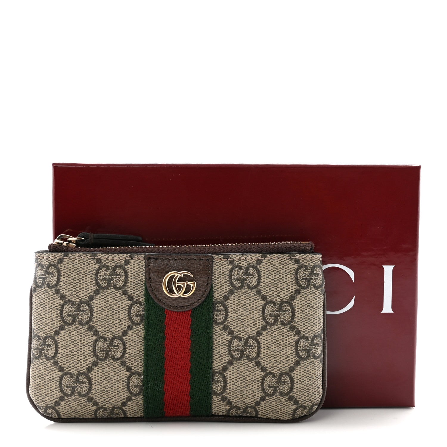 Gucci GG Supreme Monogram Web Ophidia Zip Key Pouch Brown 8 of 8